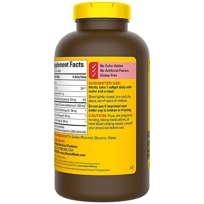 Nature Made Flaxseed Oil 1400 mg Softgels, 300 ct. - Image 11