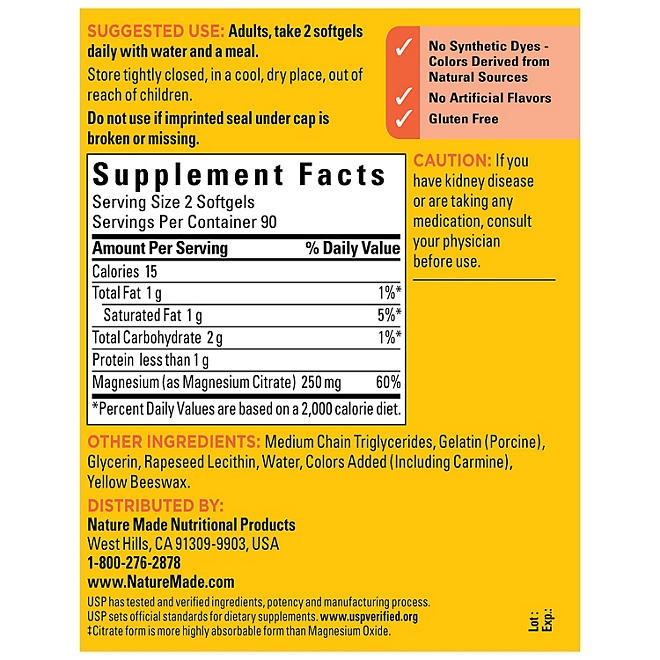 Nature Made Magnesium Citrate Softgels, 180 ct. - Image 9
