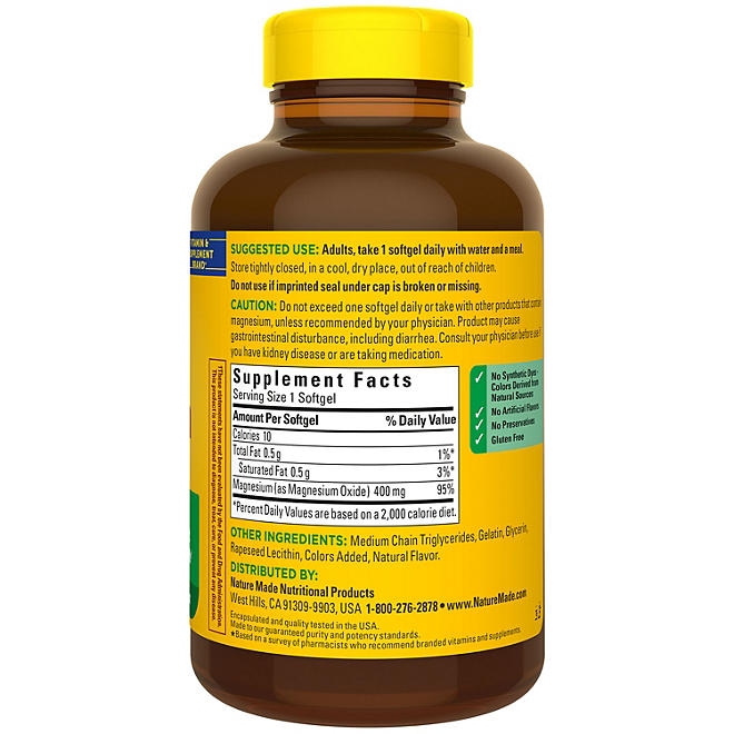 Nature Made Magnesium Oxide 400mg Softgels, 150 ct. - Image 10