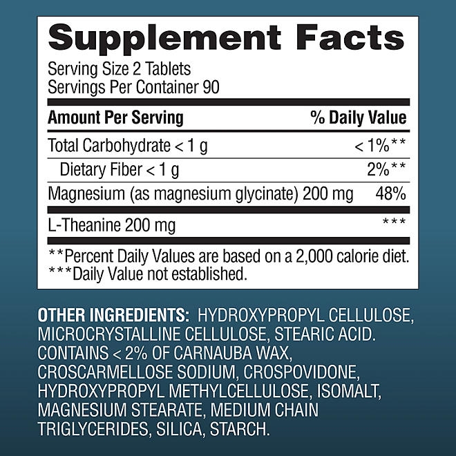Member's Mark Magnesium Glycinate with L-Theanine Tablets, 180 ct. - Image 3
