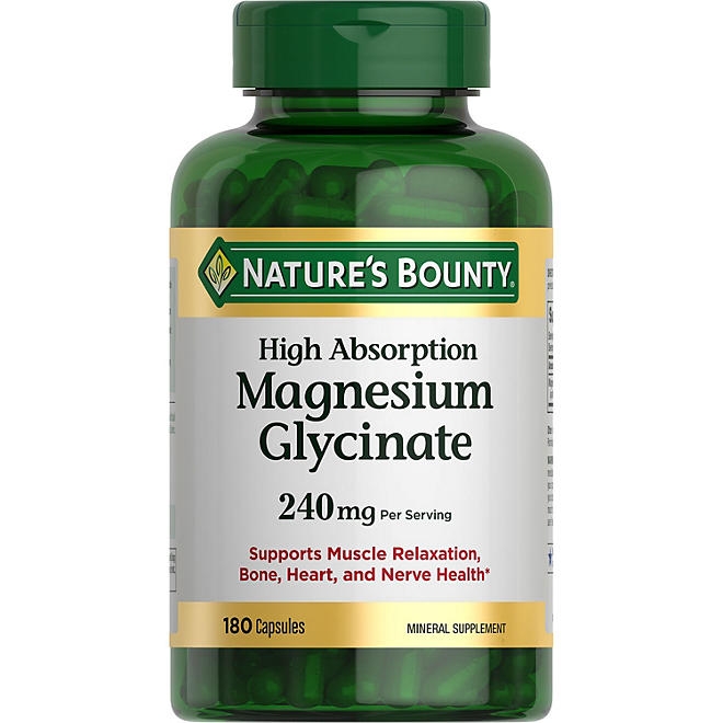 Nature's Bounty Magnesium Glycinate Capsules, 240 mg 180 ct. - Image 2