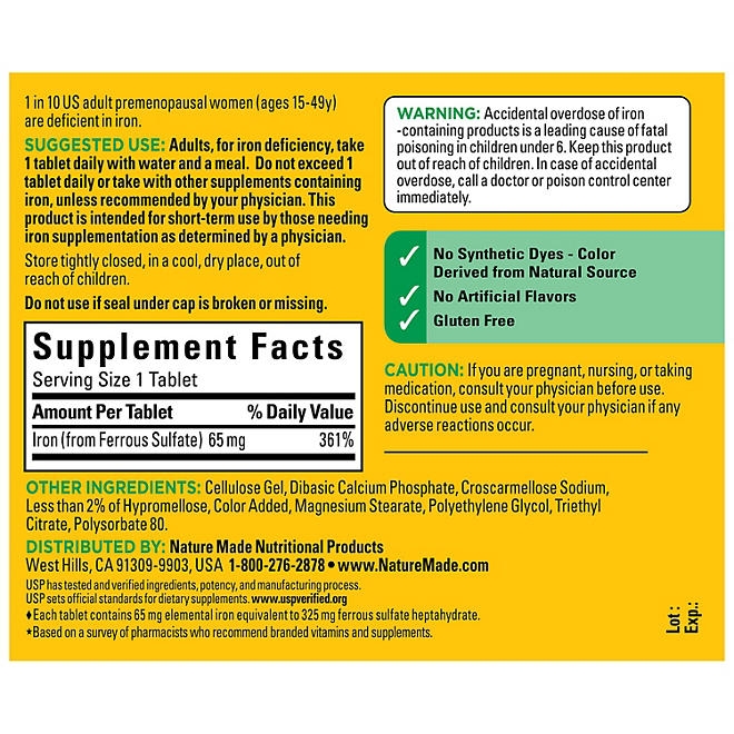 Nature Made Iron 65 mg Tablets, 365 ct. - Image 3