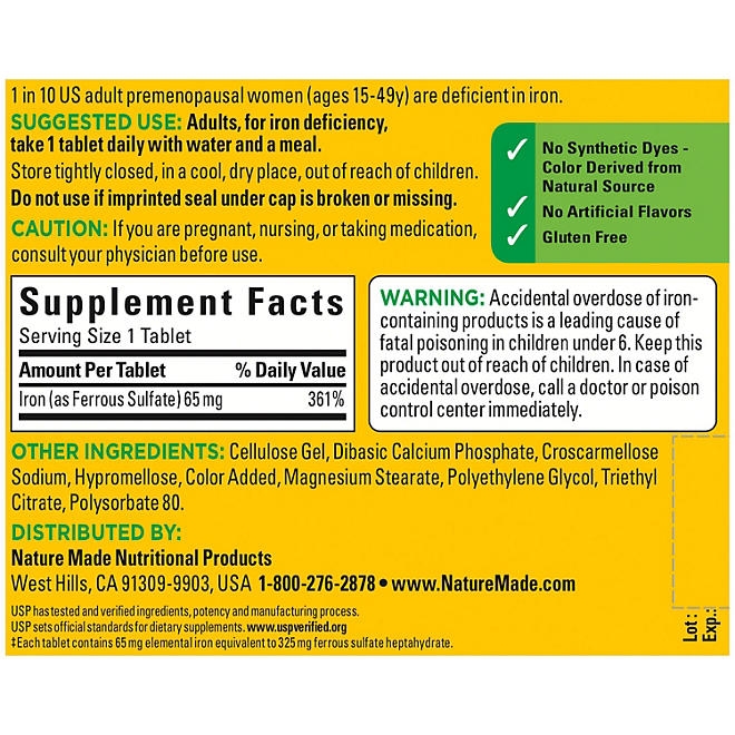 Nature Made Iron 65 mg Tablets, 365 ct. - Image 9