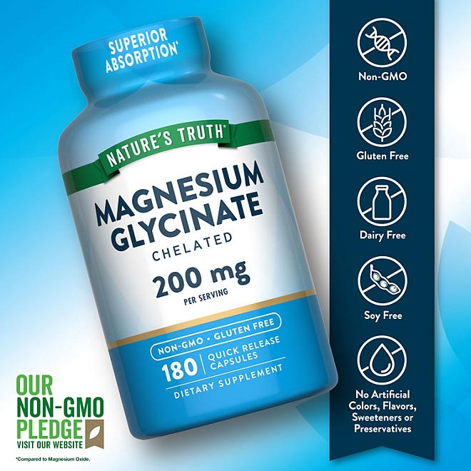 Nature's Truth Magnesium Glycinate Capsules, 200 mg, 180 ct. - Image 5