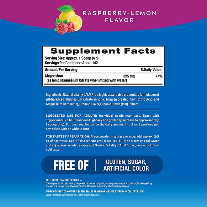 Natural Vitality Calm The Anti-Stress Dietary Supplement Powder, Raspberry Lemon 20 oz. - Image 4