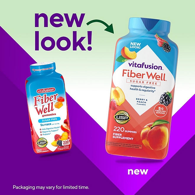 Vitafusion Fiber Well Sugar Free Gummy Vitamin Supplement, 220 ct. - Image 3