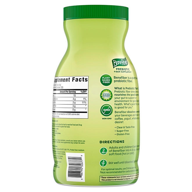 Benefiber Daily Prebiotic Fiber Supplement Powder, Unflavored, 28.9 oz. - Image 7