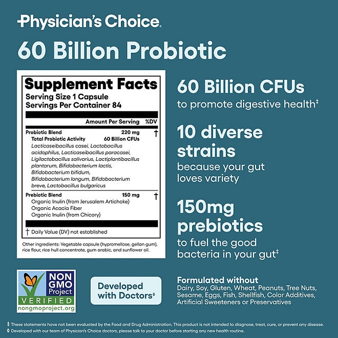 Physician's Choice 60 Billion CFU Probiotic Capsules, 84 ct. - Image 7