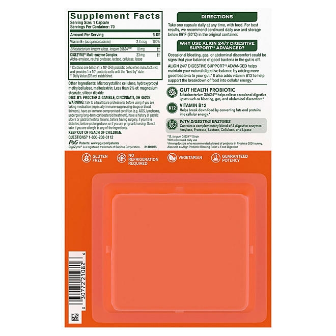 Align Probiotic Digestive Support Advanced Capsules, 70 ct. - Image 7