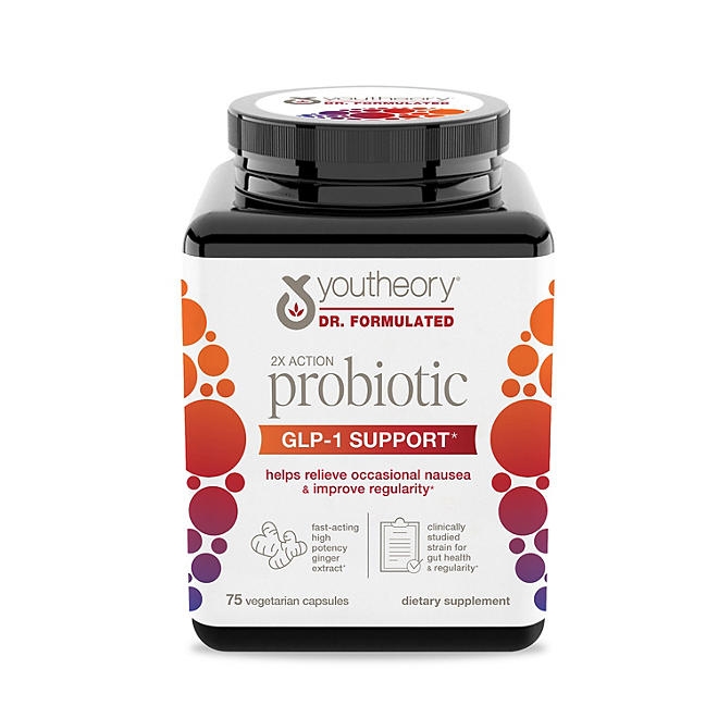 Youtheory 2x Action Probiotic GLP-1 Support Capsules, 75 ct. - Image 2