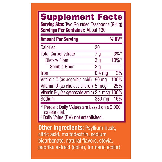 Metamucil Sparkling Fiber Powder, Citrus, 43oz. - Image 3