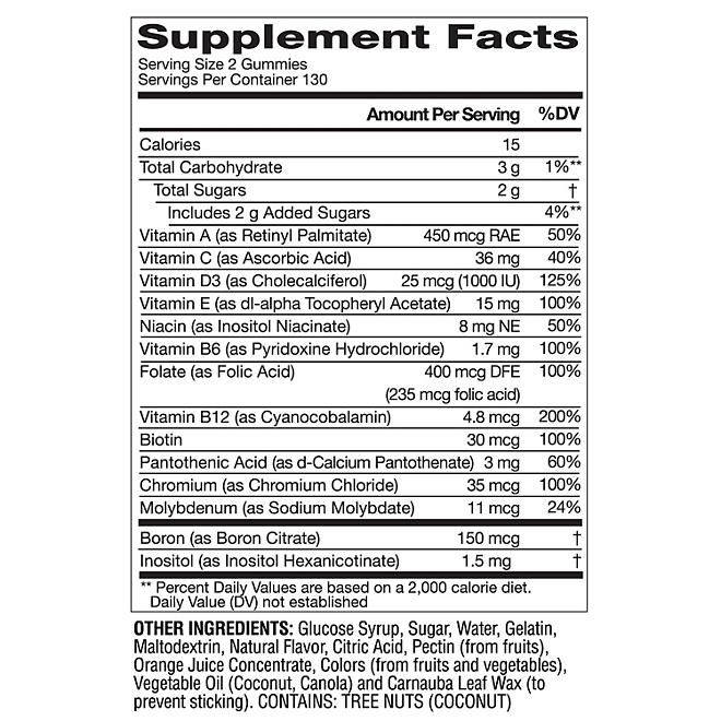 Member's Mark Adult Multivitamin Gummies, Assorted Fruit Flavors, 260 ct. - Image 3