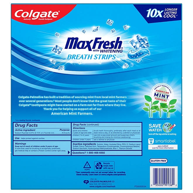 Colgate MaxFresh Toothpaste with Mini Breath Strips, Cool Mint, 7.3 oz., 5 pk - Image 8
