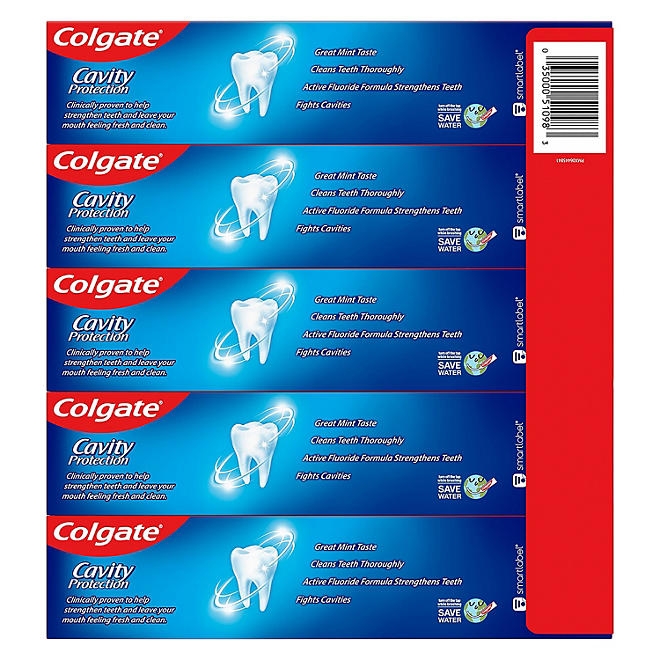 Colgate Cavity Protection Toothpaste with Fluoride, Regular Flavor, 8 oz., 5 pk. - Image 4
