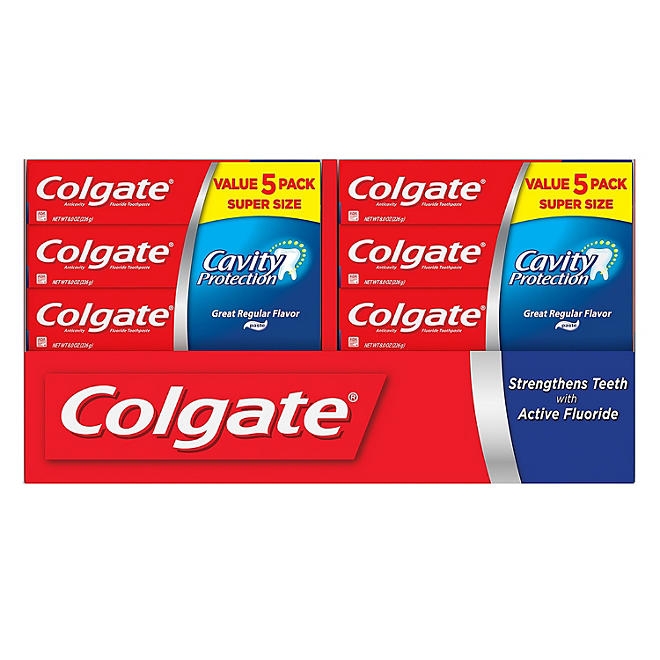 Colgate Cavity Protection Toothpaste with Fluoride, Regular Flavor, 8 oz., 5 pk. - Image 5
