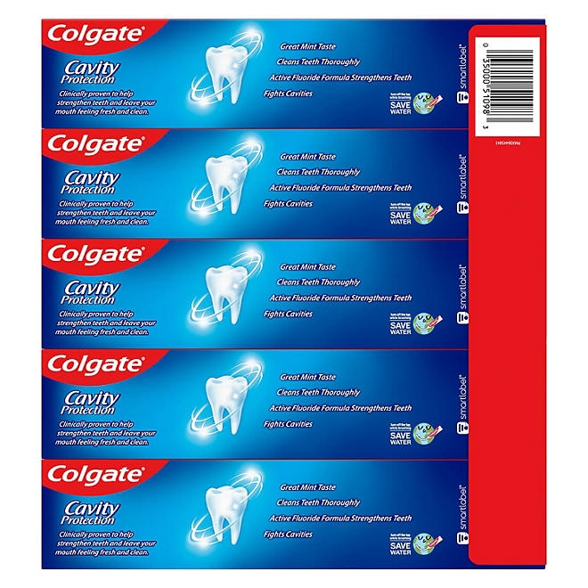 Colgate Cavity Protection Toothpaste with Fluoride, Regular Flavor, 8 oz., 5 pk. - Image 6