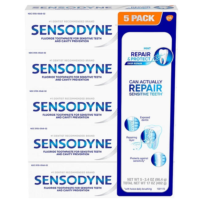 Sensodyne Repair & Protect Toothpaste for Sensitive Teeth, 3.4 oz., 5 pk. - Image 2