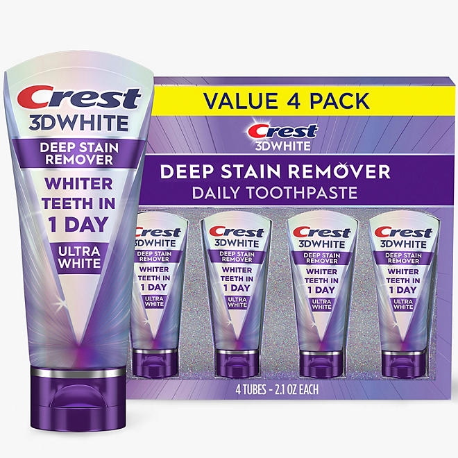 Crest 3D White Deep Stain Remover Whitening Toothpaste, 2.1 oz., 4 pk. - Image 2