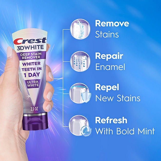 Crest 3D White Deep Stain Remover Whitening Toothpaste, 2.1 oz., 4 pk. - Image 5