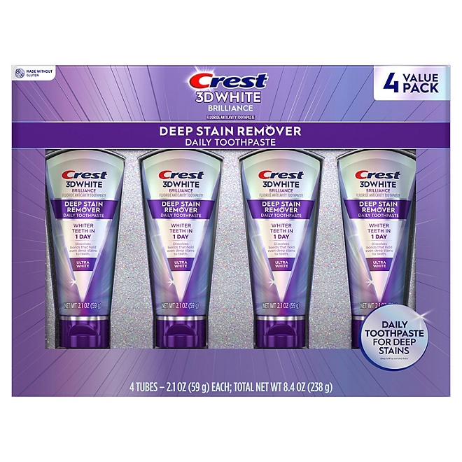Crest 3D White Deep Stain Remover Whitening Toothpaste, 2.1 oz., 4 pk. - Image 8