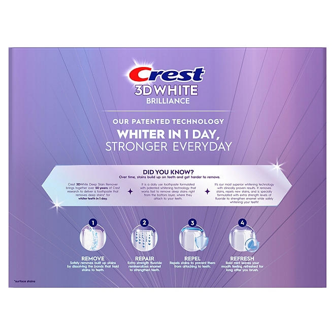 Crest 3D White Deep Stain Remover Whitening Toothpaste, 2.1 oz., 4 pk. - Image 9