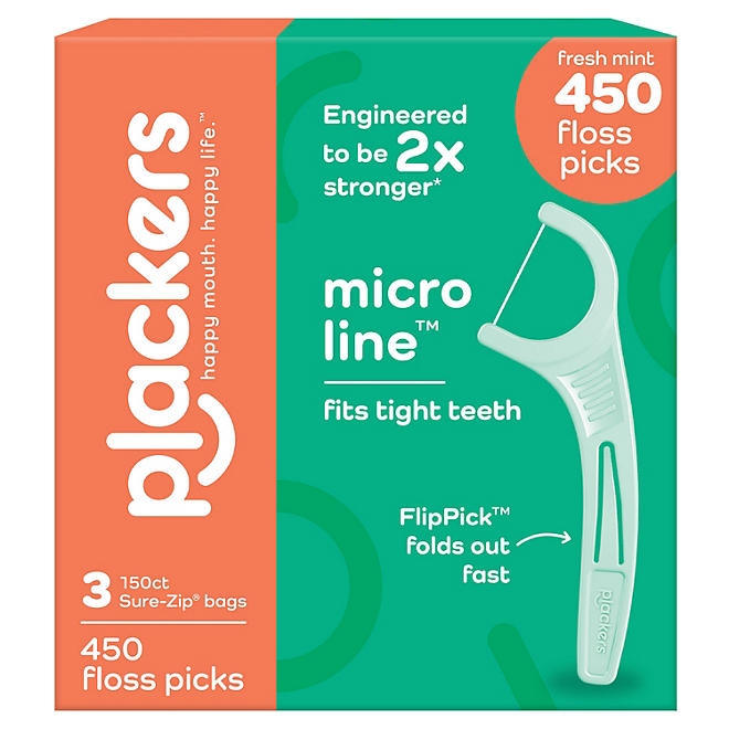 Plackers Micro Line Dental Floss Picks, Mint, 450 ct. - Image 3