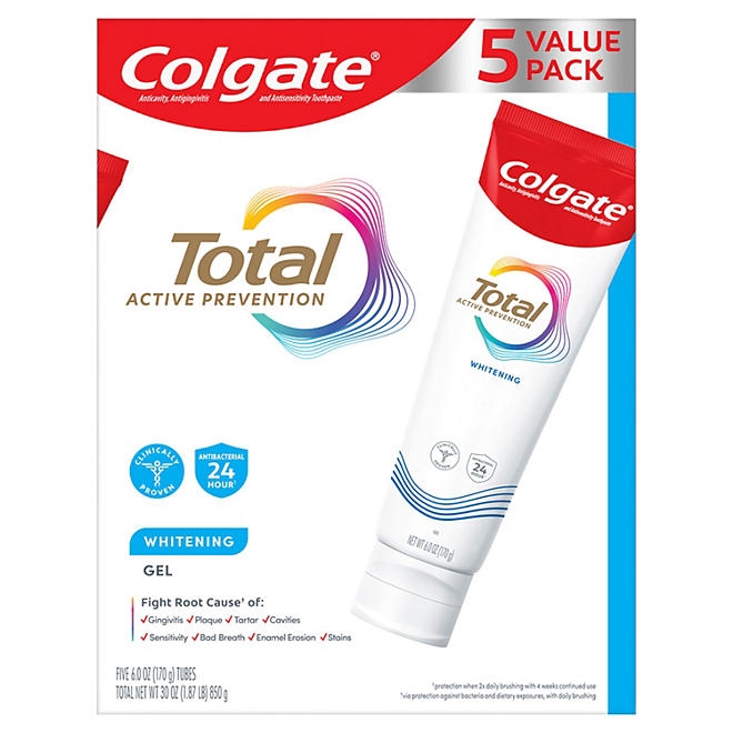 Colgate Total Whitening Gel Toothpaste, 6 oz., 5 pk. - Image 2