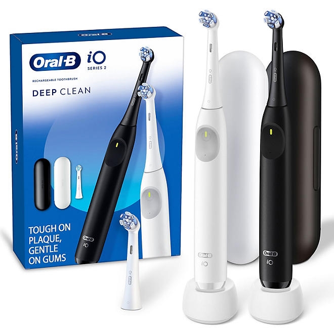 Oral-B iO Series 2 Electric Toothbrush, Pure White & Night Black, 2pk., 3 Brush Heads - Image 2