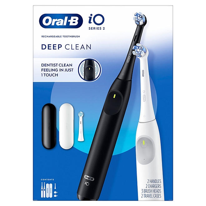 Oral-B iO Series 2 Electric Toothbrush, Pure White & Night Black, 2pk., 3 Brush Heads - Image 9