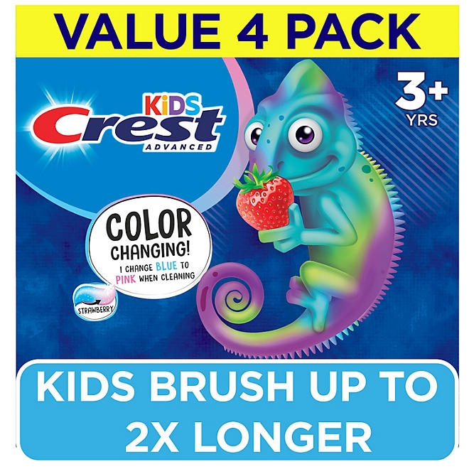 Crest Kid's Advanced Color Changing Toothpaste, Strawberry, 4.2 oz., 4 pk. - Image 2