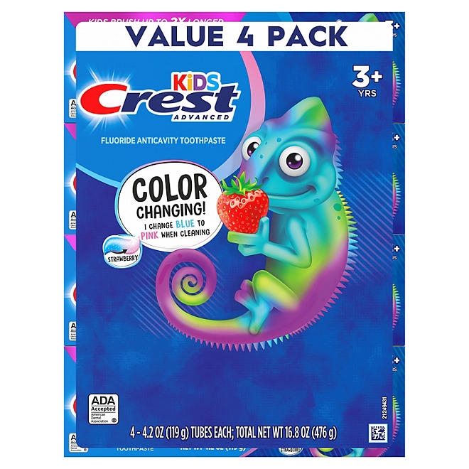 Crest Kid's Advanced Color Changing Toothpaste, Strawberry, 4.2 oz., 4 pk. - Image 10