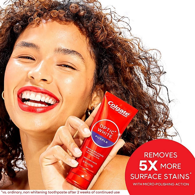 Colgate Optic White Purple Whitening Toothpaste, 4.2 oz., 4 pk. - Image 5