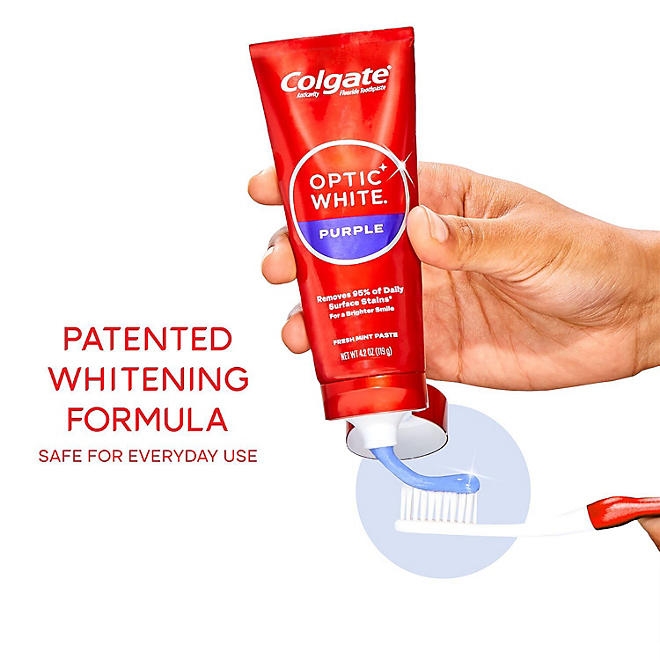 Colgate Optic White Purple Whitening Toothpaste, 4.2 oz., 4 pk. - Image 8