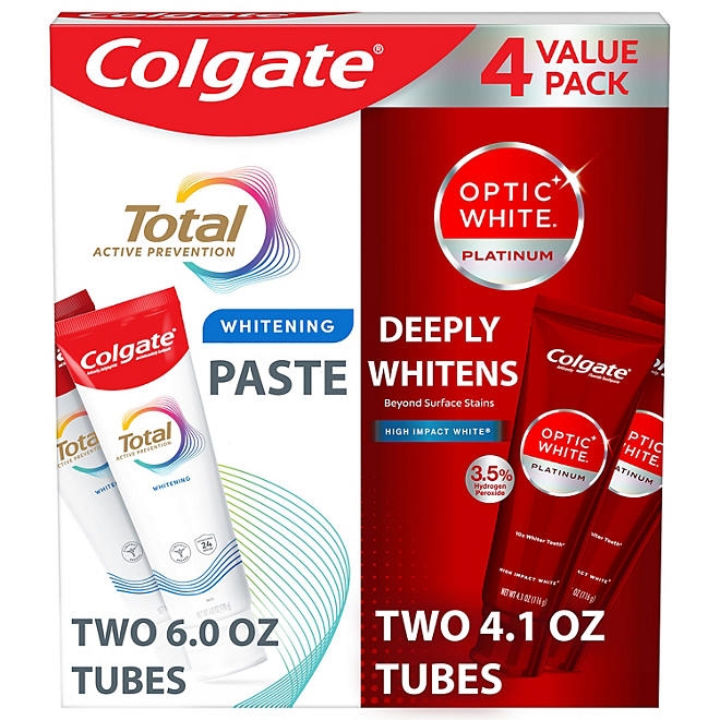 Colgate Total + Optic White Whitening Toothpaste, 20.2 oz., 4 pk. - Image 2