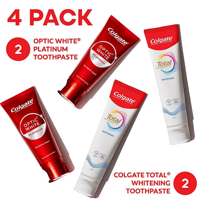 Colgate Total + Optic White Whitening Toothpaste, 20.2 oz., 4 pk. - Image 5