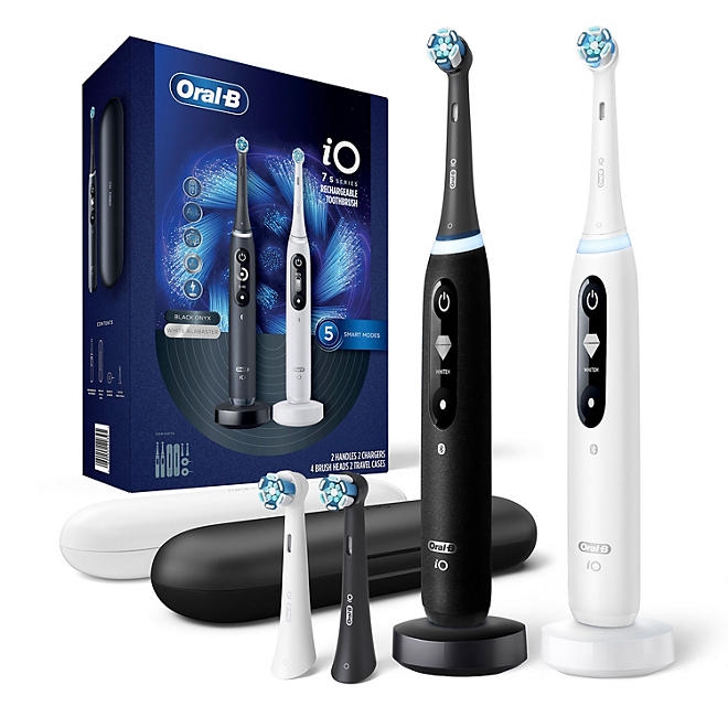 Oral-B iO Series 7s Electric Toothbrush, Black Onyx and White Alabaster 2 pk., 4 Brush Heads - Image 2