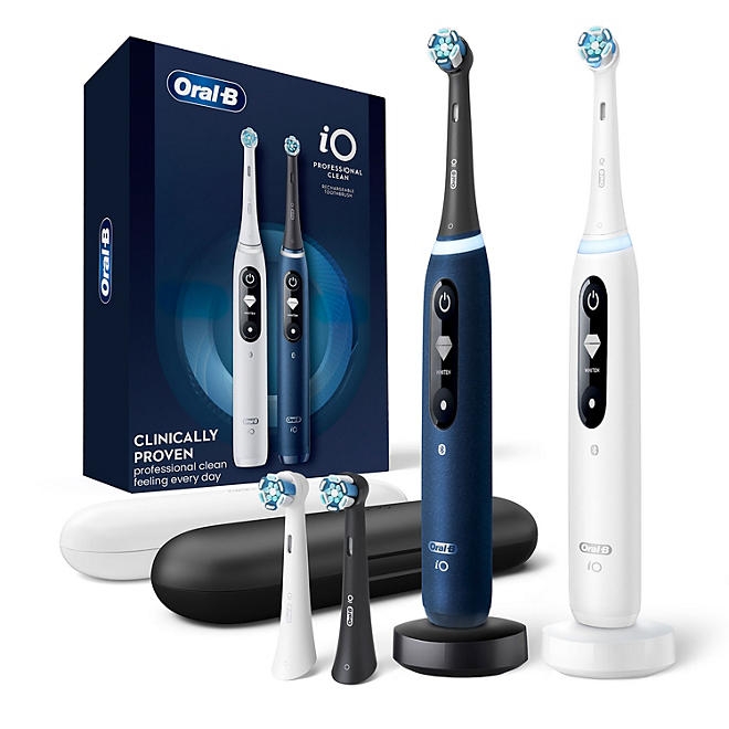 Oral-B iO Series 7 Electric Toothbrush, Sapphire Blue and White Alabaster, 2 pk., 4 Brush Heads - Image 2