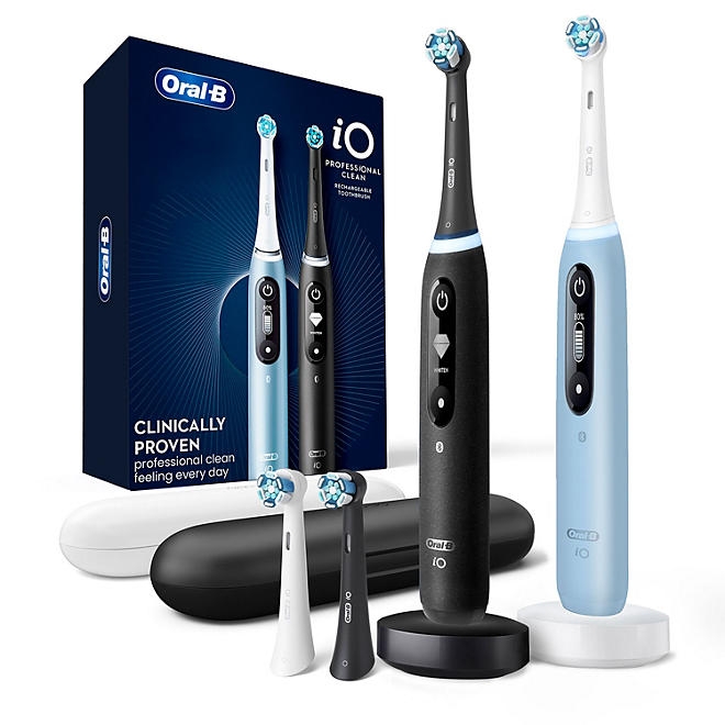 Oral-B iO Series 7 Electric Toothbrush, Black Onyx & Aquamarine, 2 pk., 4 Brush Heads. - Image 2