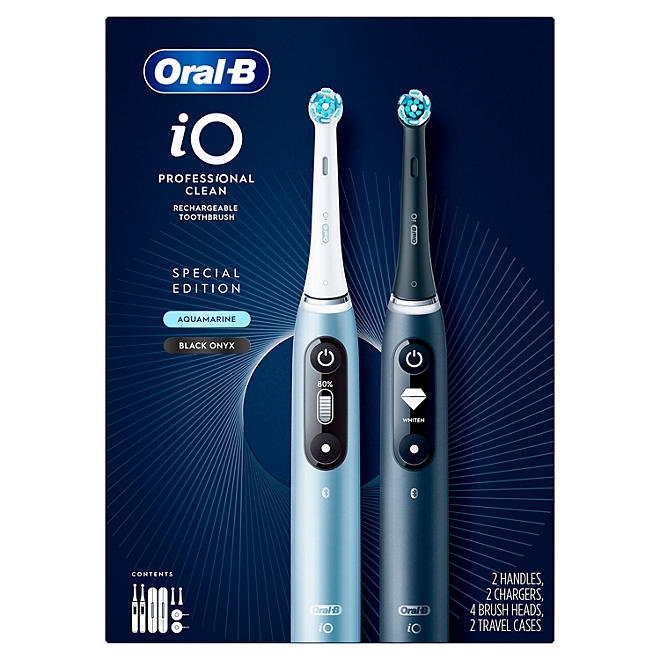 Oral-B iO Series 7 Electric Toothbrush, Black Onyx & Aquamarine, 2 pk., 4 Brush Heads. - Image 3