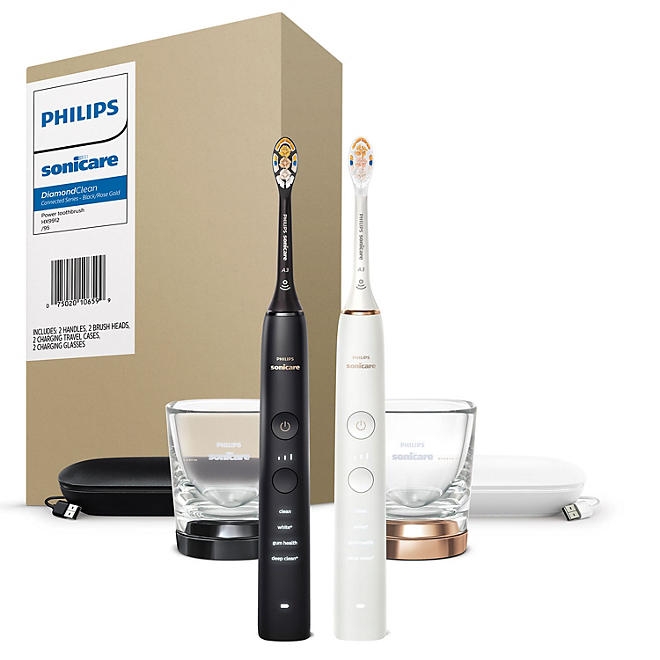 Philips Sonicare DiamondClean Power Toothbrush, Black and Rose Gold, 2 pk. - Image 3