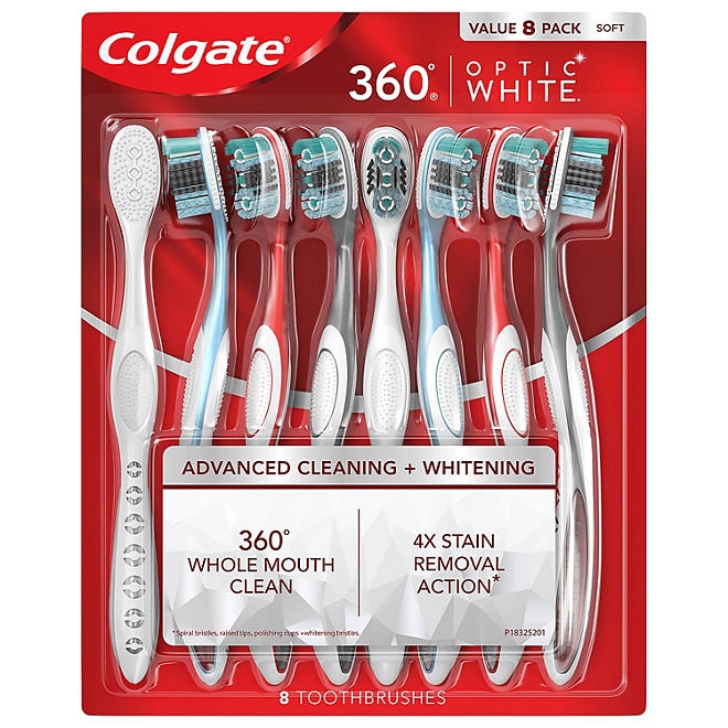 Colgate Optic White 360 Soft Manual Toothbrush, 8 ct. - Image 2