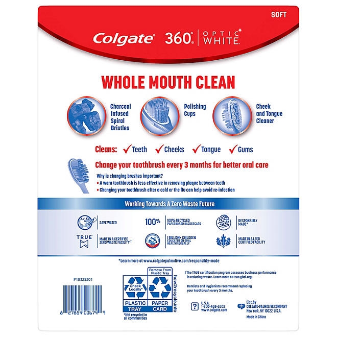 Colgate Optic White 360 Soft Manual Toothbrush, 8 ct. - Image 3
