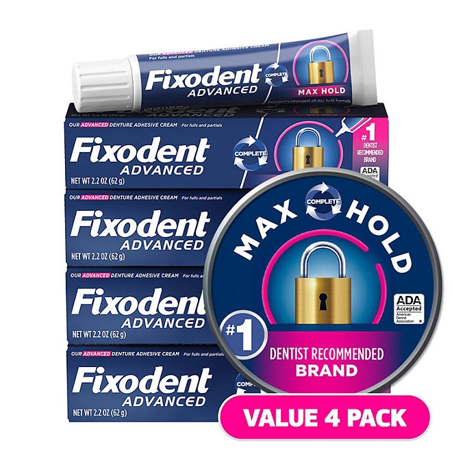 Fixodent Advanced Denture Adhesive, Max Hold, 2.2 oz., 4 pk. - Image 2