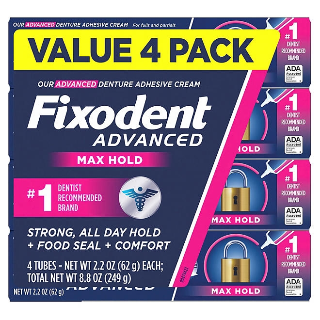 Fixodent Advanced Denture Adhesive, Max Hold, 2.2 oz., 4 pk. - Image 3