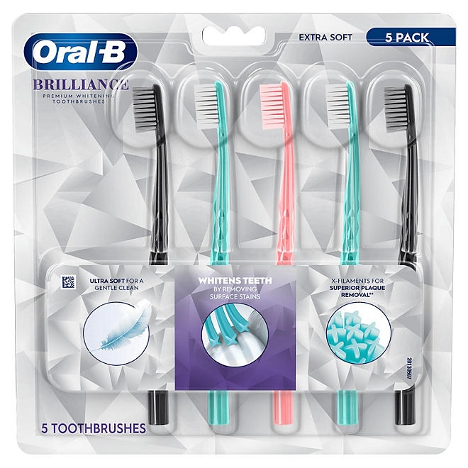 Oral-B Brilliance Whitening Toothbrush with X Filaments, Extra Soft, 5 ct. - Image 2