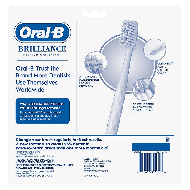 Oral-B Brilliance Whitening Toothbrush with X Filaments, Extra Soft, 5 ct. - Image 8