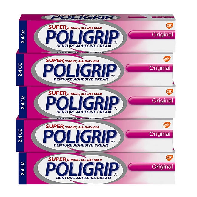 Poligrip Denture Adhesive Cream 2.4 oz., 5 ct. + Polident Cleanser 6 Tablets - Image 4