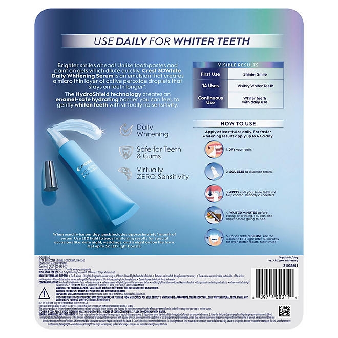 Crest 3DWhite Daily Whitening Serum, Advanced Enamel White + LED Light Treatment - Image 7
