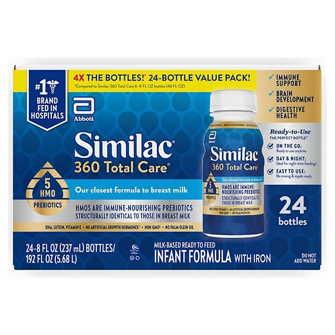 Similac 360 Total Care Infant Formula, Ready to Feed, 8 fl. oz., 24 ct. - Image 2