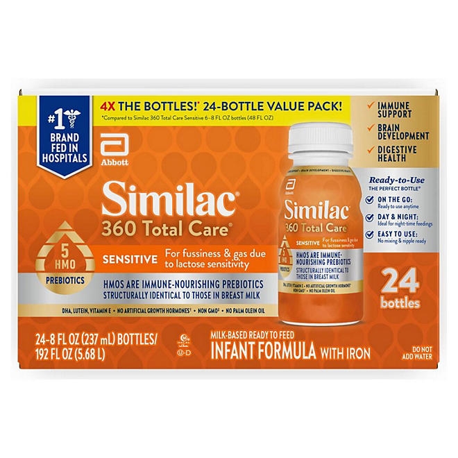Similac 360 Total Care Sensitive Infant Formula, Ready to Feed, 8 fl. oz., 24 ct. - Image 2
